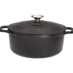 Cerf Dellier Le Chasseur cocotte ronde avec couvercle noire 20 cm