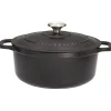 Cerf Dellier Le Chasseur cocotte ronde avec couvercle noire 28 cm