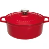 Cerf Dellier Le Chasseur cocotte ronde avec couvercle rouge 28 cm