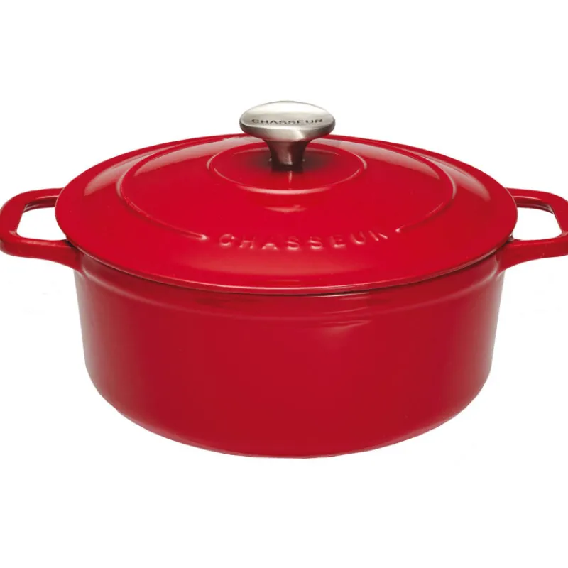 Cerf Dellier Le Chasseur cocotte ronde avec couvercle rouge 28 cm