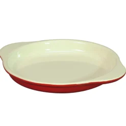 Cerf Dellier Le Chasseur plat à oeufs rond rouge 16 cm