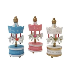 Cerf Dellier Lot de 3 toppers carrousel rose blanc bleu