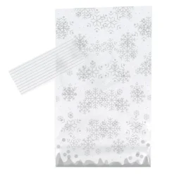 Cerf Dellier Lot sachets motif flocons de neige + liens - 14 x 23 cm (x10)