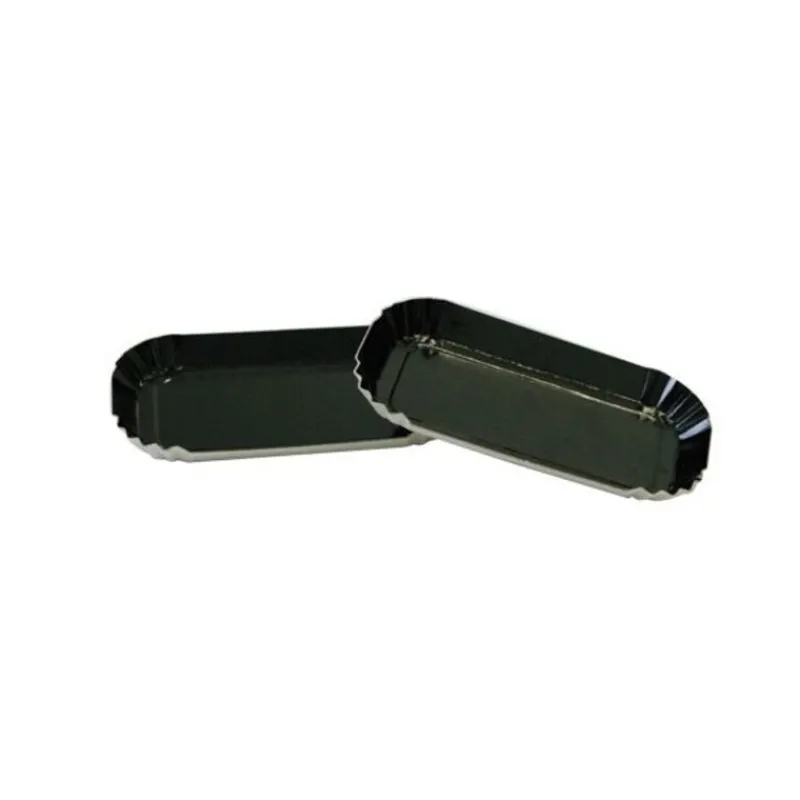 Cerf Dellier Mini assiette carton rectangle noire 4 x 8 cm (x100)