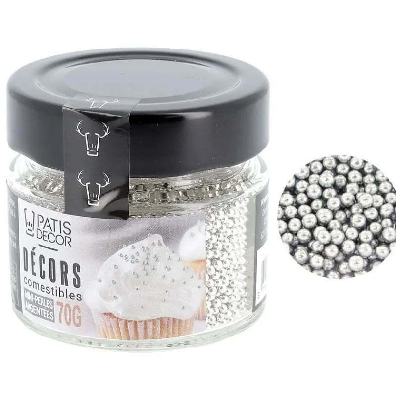 Cerf Dellier Mini perles argentées comestibles Ø 2 mm 70 g