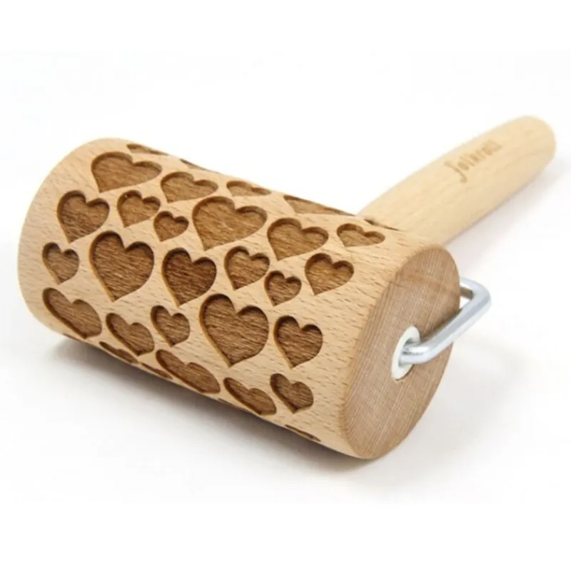 Cerf Dellier Mini rouleau empreintes en bois Coeurs