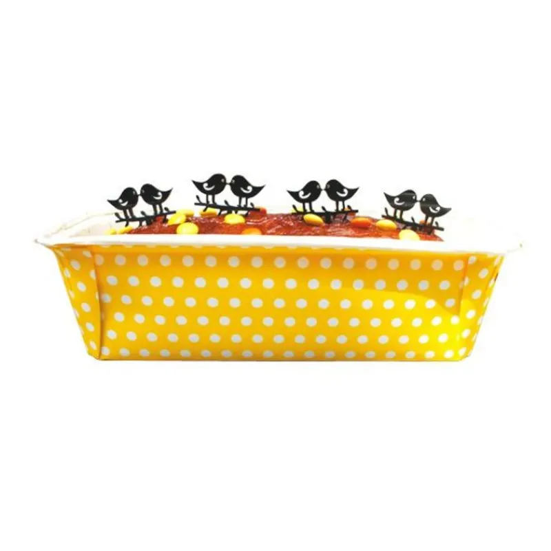 Cerf Dellier Moule à cake jetable jaune à pois (x4)
