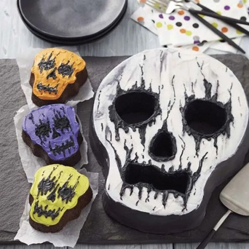 Cerf Dellier Moule à gâteau Crâne Halloween 3D Wilton