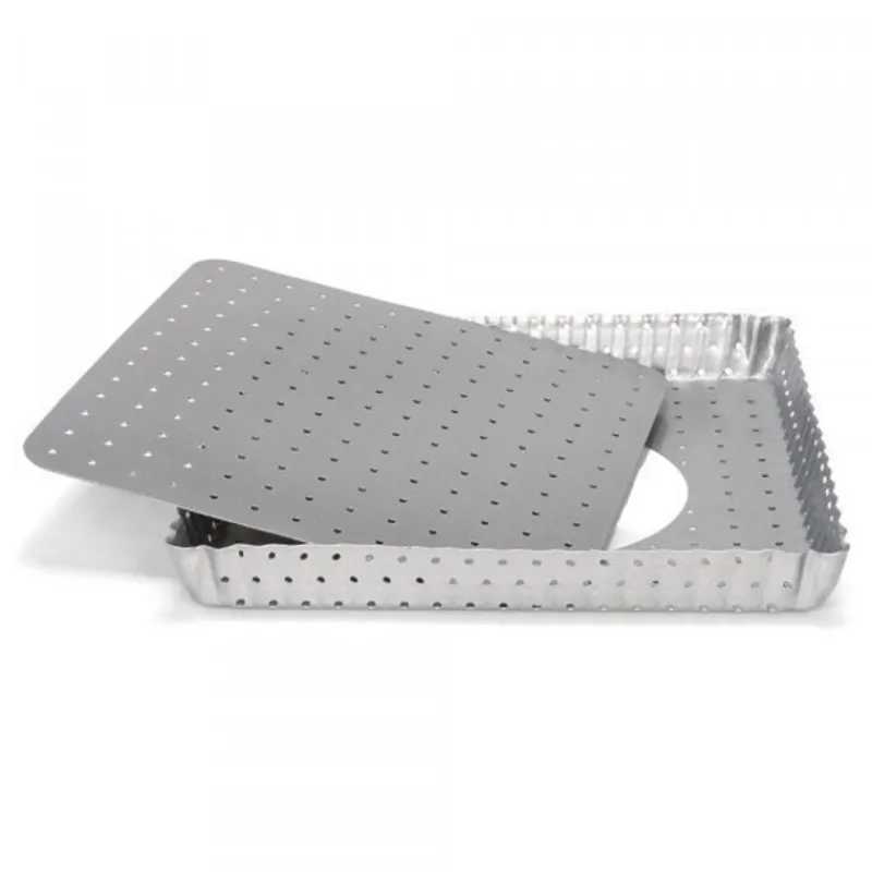 Cerf Dellier Moule à tarte rectangulaire antiadhésif perforé avec fond amovible