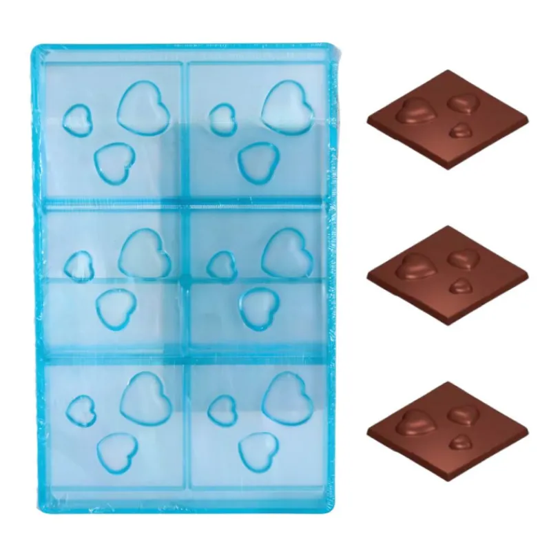 Cerf Dellier Moule chocolat Carrés 3 coeurs