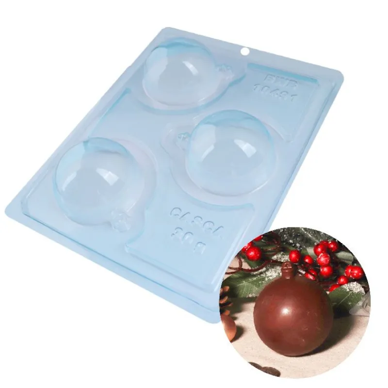 Cerf Dellier Moule chocolat en 3 parties Boules de Noël lisses Patisdécor