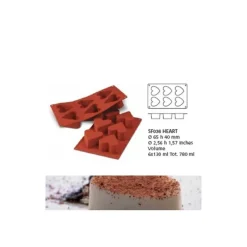 Cerf Dellier Moule silicone 6 coeurs profonds