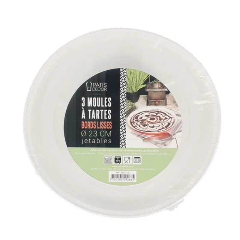 Cerf Dellier Moules à tartes jetables 23 cm Patisdécor (x3)