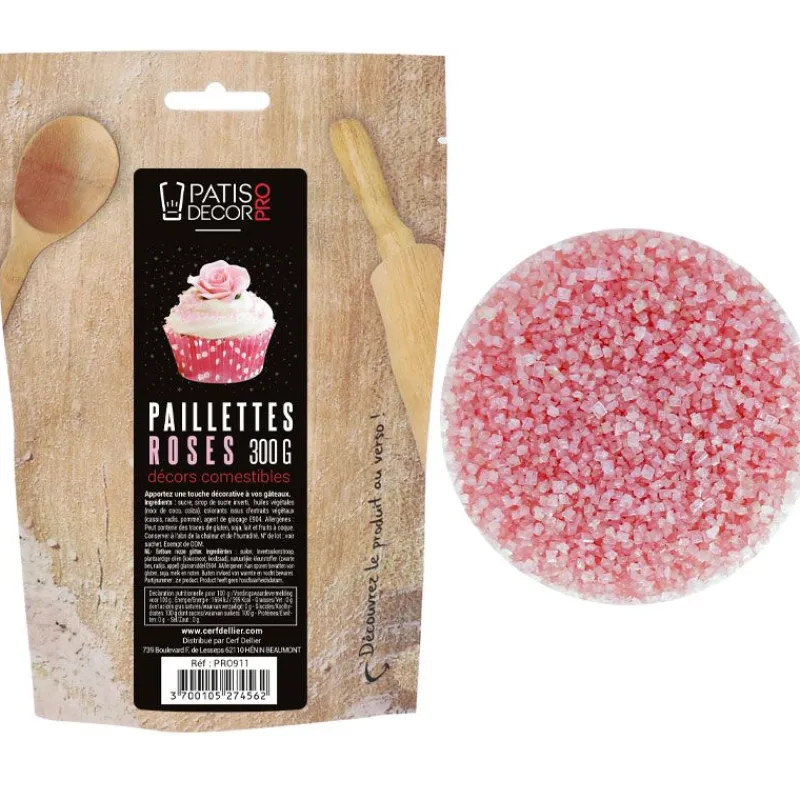 Cerf Dellier Paillettes comestibles roses 300 g