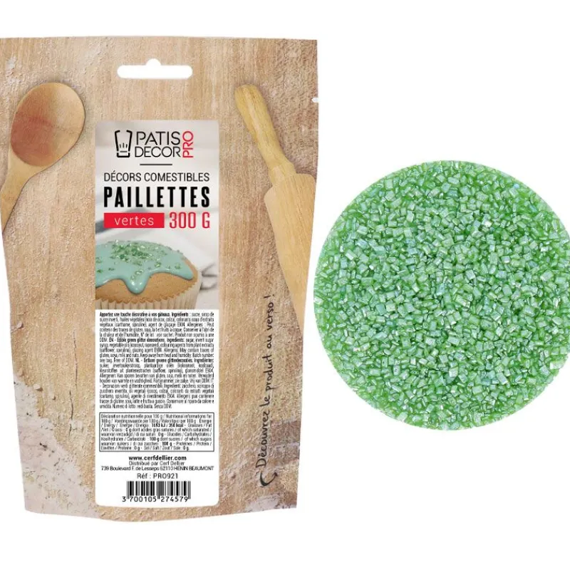 Cerf Dellier Paillettes comestibles vertes 300 g