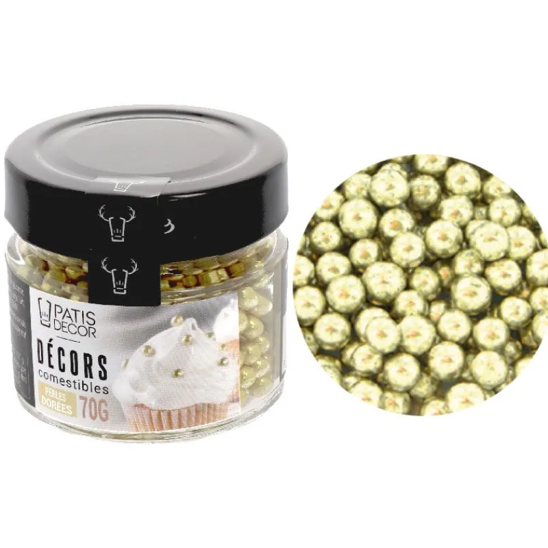 Cerf Dellier Perles dorées comestibles Ø 5 mm 70 g