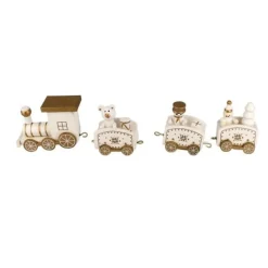 Cerf Dellier Petit train de Noël blanc sur pique