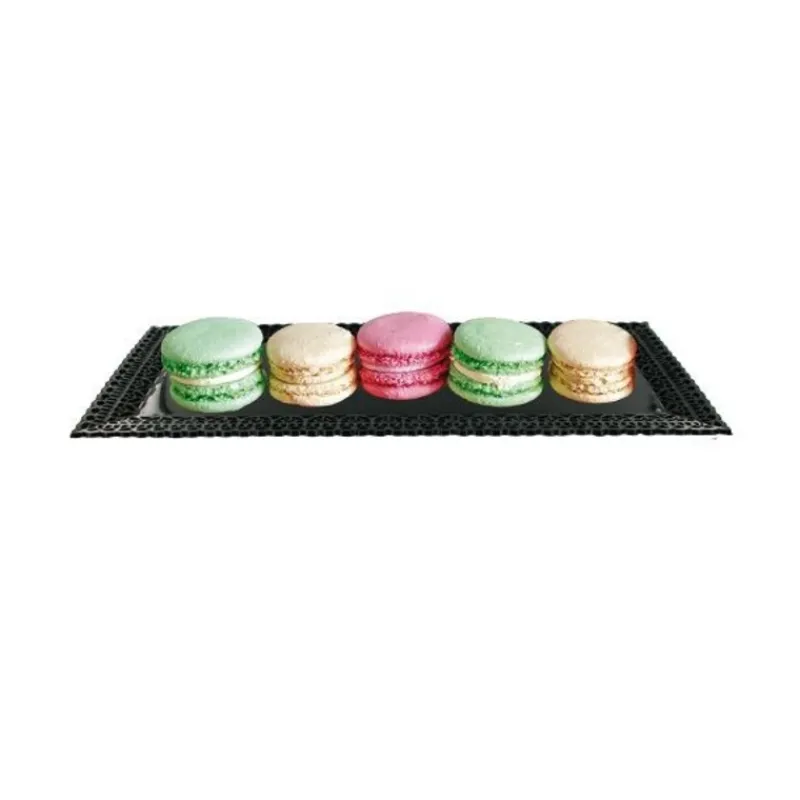 Cerf Dellier Plateau dentelle rectangulaire noir