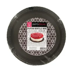Cerf Dellier Plateau dentelle rond noir