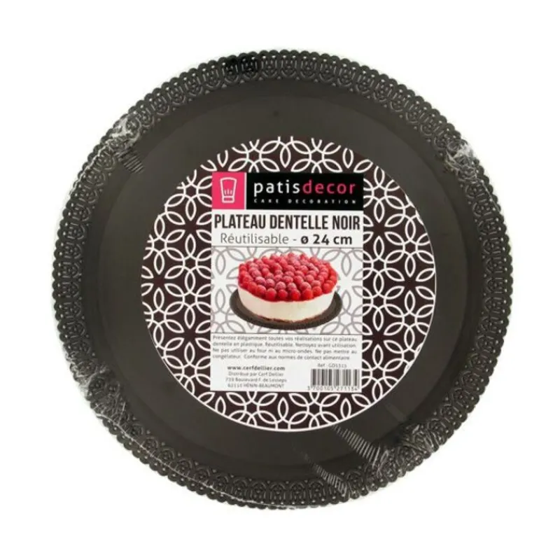 Cerf Dellier Plateau dentelle rond noir