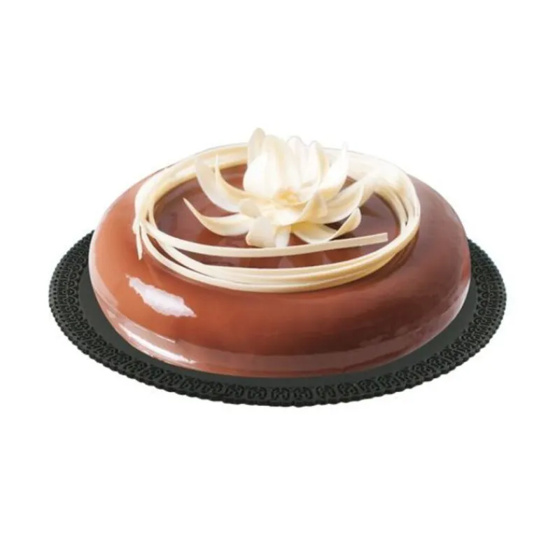 Cerf Dellier Plateau dentelle rond noir