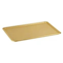 Cerf Dellier Plateau pâtissier alu or bords ronds 24 cm