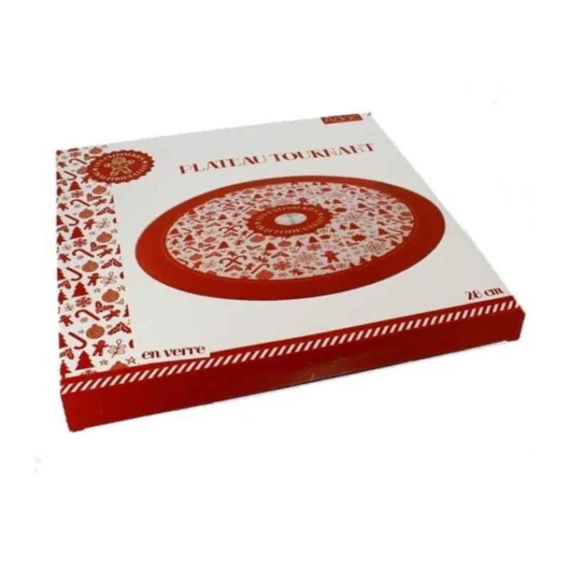Cerf Dellier Plateau tournant verre Noël 28 cm