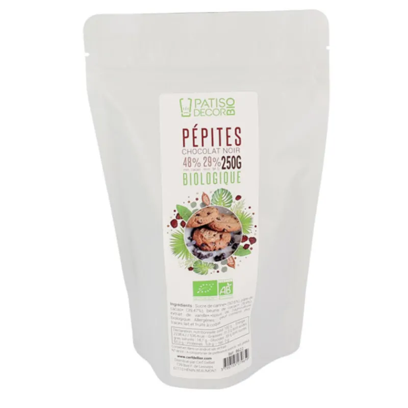 Cerf Dellier Pépites de chocolat noir Bio 60 % - 250 g - DDM 01/25