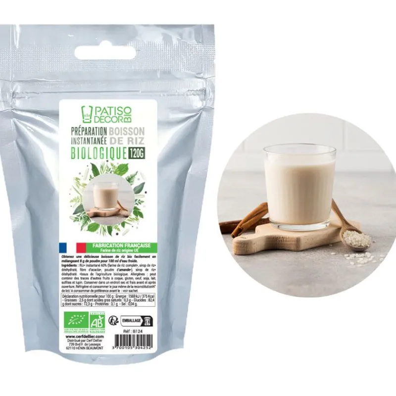 Cerf Dellier Préparation instantanée pour boisson riz biologique 120 g - DDM 08/24