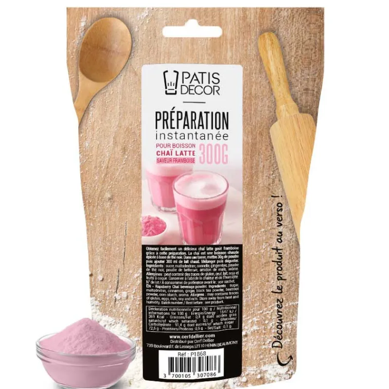 Cerf Dellier Préparation instantanée pour boisson Chaï Latte saveur framboise - 300 g