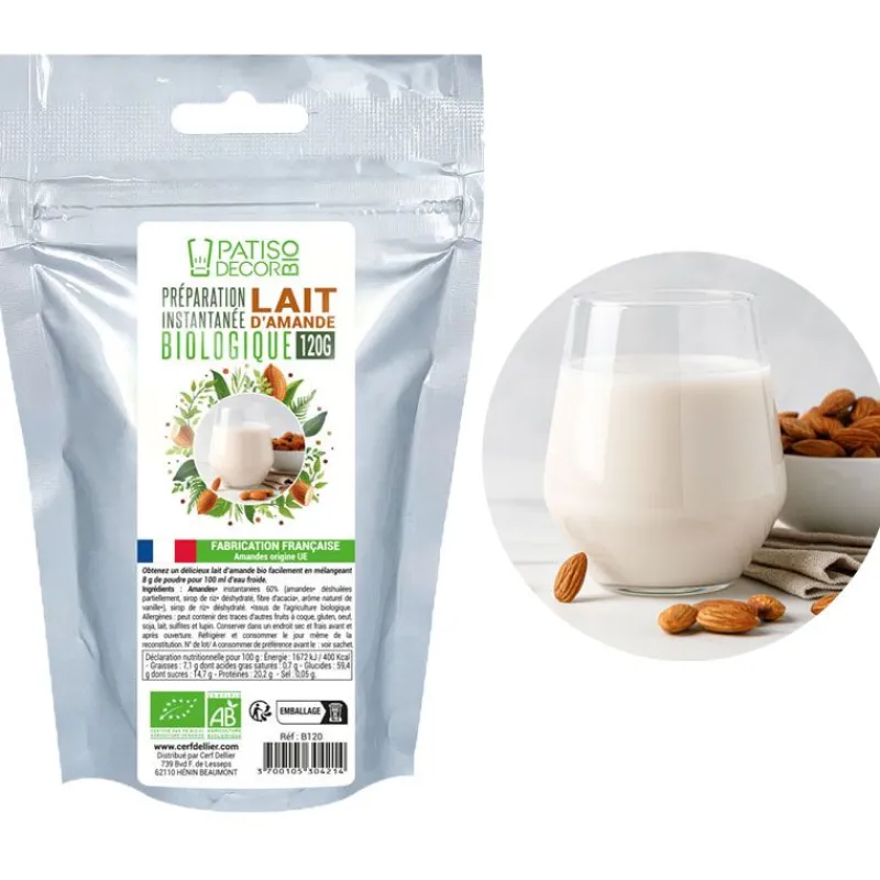 Cerf Dellier Préparation instantanée pour lait d'amande biologique 120 g - DDM 08/24