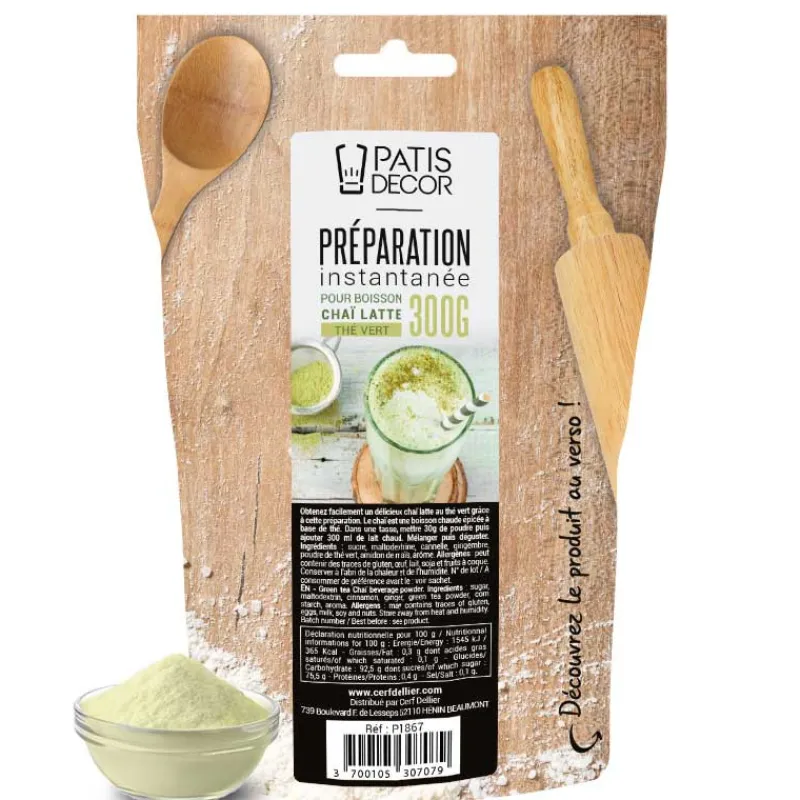 Cerf Dellier Préparation instantanée pour boisson Chaï Latte thé vert - 300 g