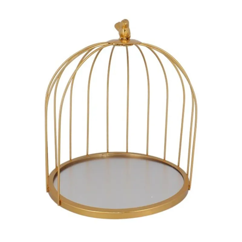 Cerf Dellier Présentoir cage à oiseaux doré 25 cm