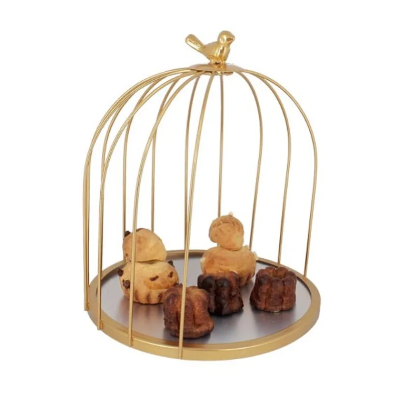 Cerf Dellier Présentoir cage à oiseaux doré 25 cm