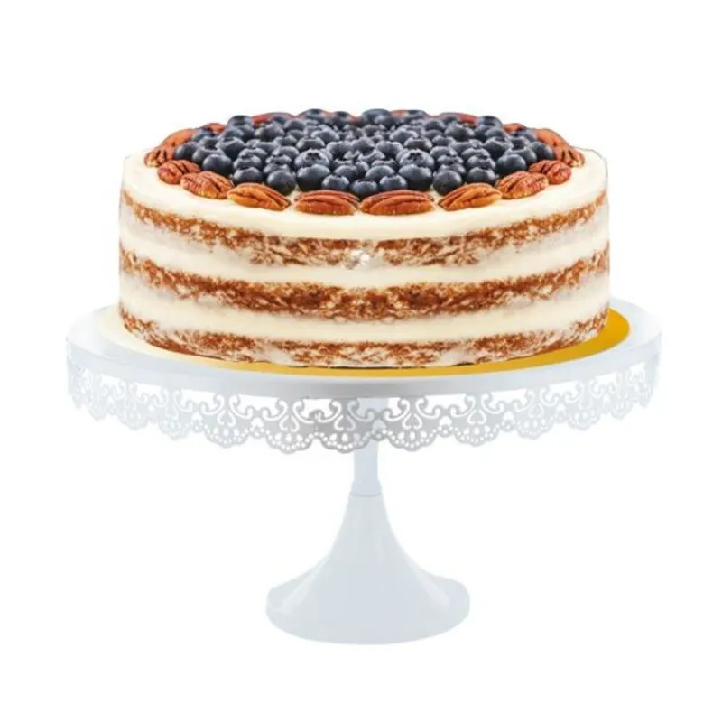 Cerf Dellier Présentoir gâteau blanc broderie Ø 35 cm