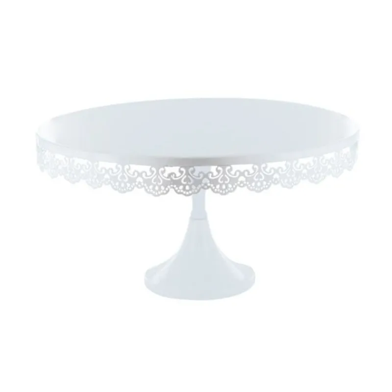 Cerf Dellier Présentoir gâteau blanc broderie Ø 35 cm