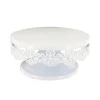 Cerf Dellier Présentoir gâteau blanc broderie Ø 15 cm
