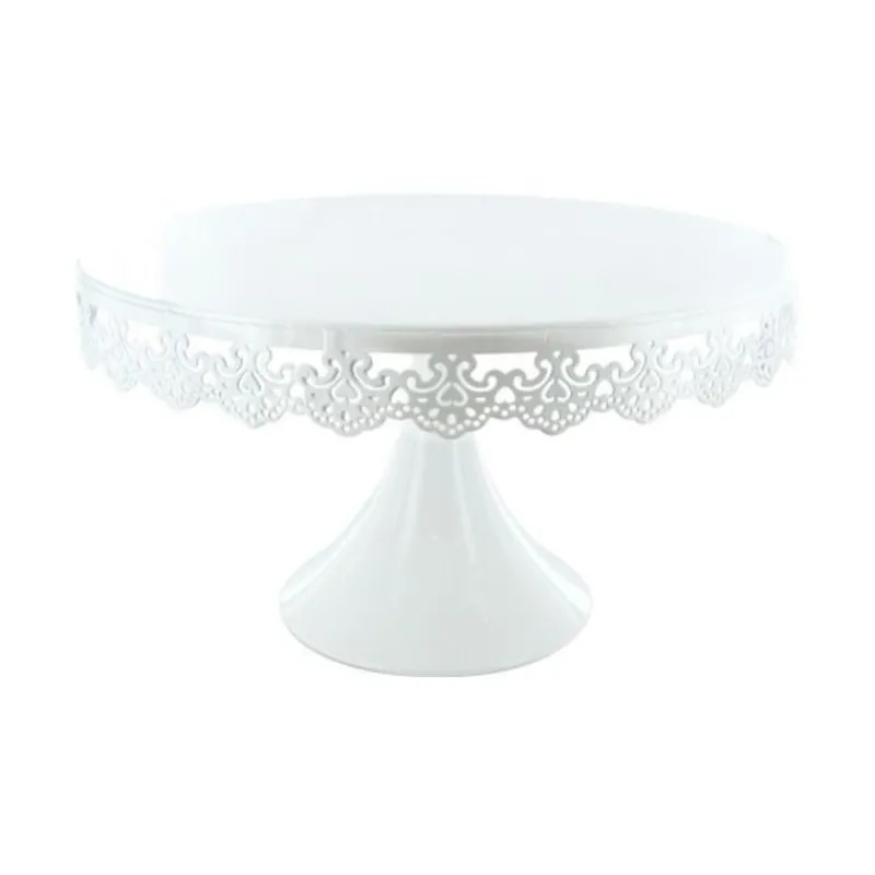 Cerf Dellier Présentoir gâteau blanc broderie Ø 30 cm
