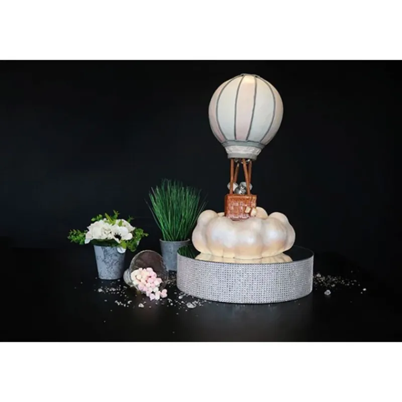 Cerf Dellier Présentoir gâteau effet miroir et contour en strass 40 cm