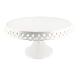 Cerf Dellier Présentoir gâteau en céramique dentelle fantaisie 25 cm