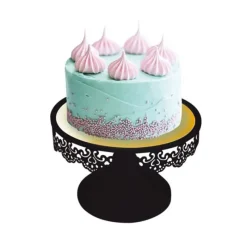 Cerf Dellier Présentoir gâteau noir broderie Ø 18 cm
