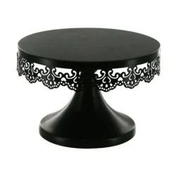 Cerf Dellier Présentoir gâteau noir broderie Ø 18 cm