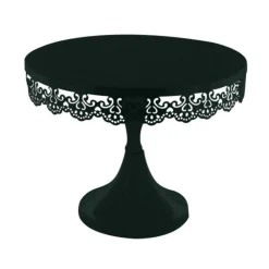 Cerf Dellier Présentoir gâteau noir broderie Ø 23 cm