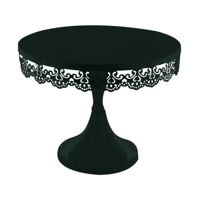 Cerf Dellier Présentoir gâteau noir broderie Ø 23 cm