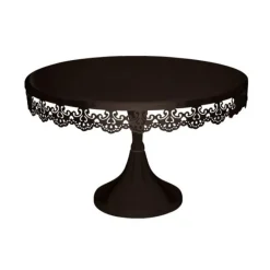 Cerf Dellier Présentoir gâteau noir broderie Ø 30 cm
