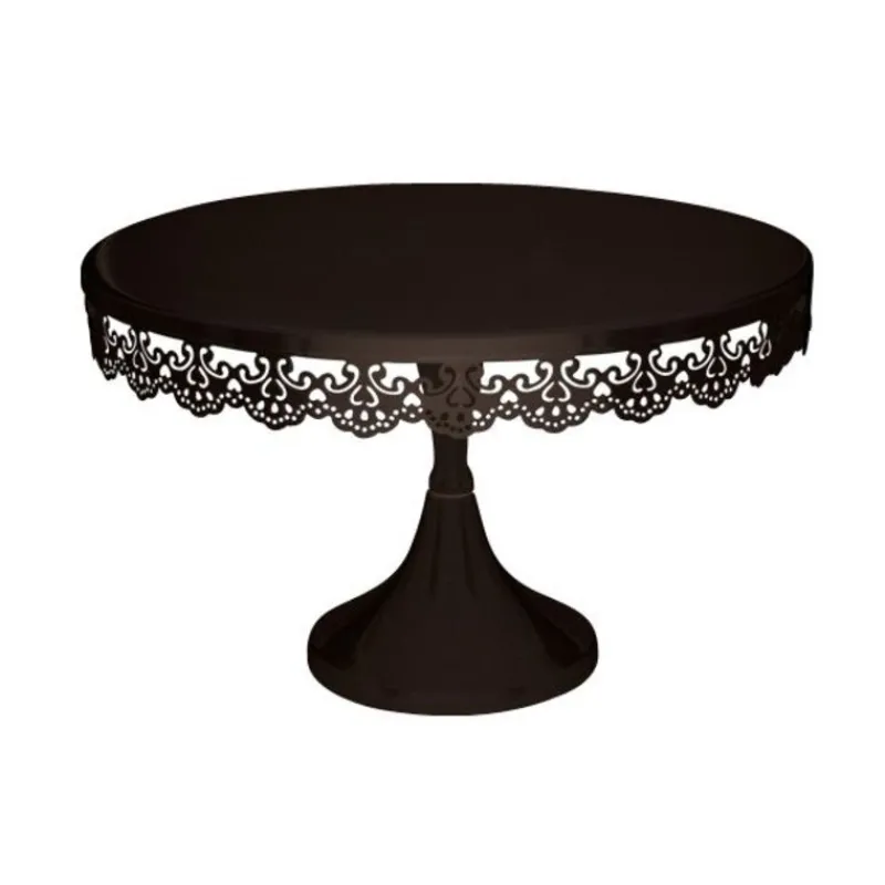 Cerf Dellier Présentoir gâteau noir broderie Ø 30 cm