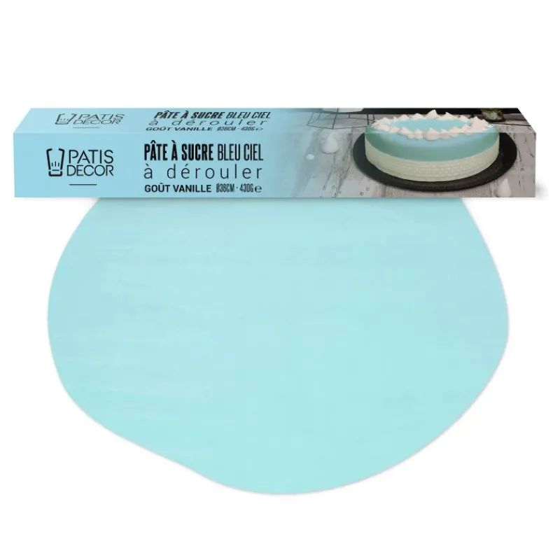 Cerf Dellier Pâte à sucre bleue pastel étalée - DDM 09/24