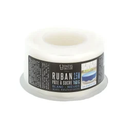 Cerf Dellier Ruban pâte à sucre noeuds blanc h 3 cm (2,5 m)