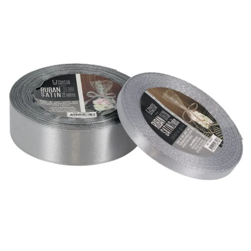 Cerf Dellier Ruban satin gris (22 m)