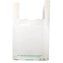 Cerf Dellier Sacs plastique bretelles blancs "Réutilisables" (x500)